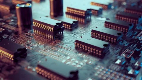 Microchips on integrated circuit Stock Footage 74478144