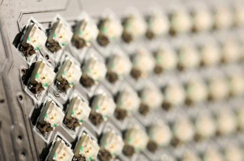 Microchips with light diodes in macro shot Stock Photos