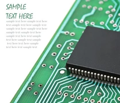 Microchips on a printed circuit board Foto stock