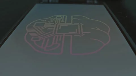 Microchips shaped as human brain presentation Stock Footage 304236359