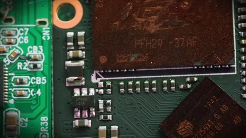 Microchips top view, CPU processor. Computer motherboard components. 库存影片 246950403