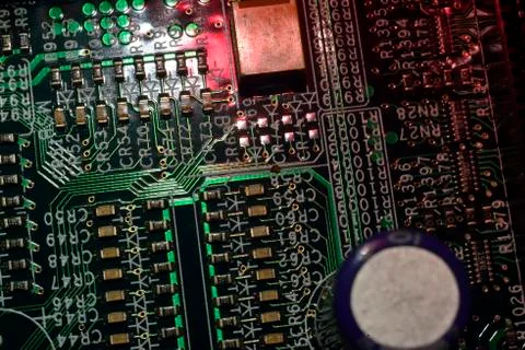 Microcircuit with battery and BIOS memory Stock Photos