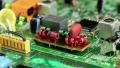Microcircuit chip with electronic components HD Footage