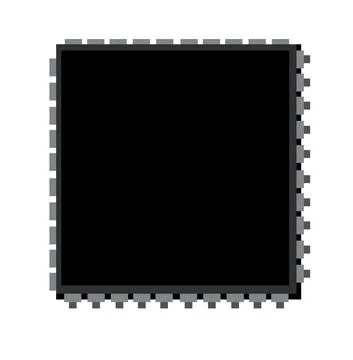 Microcircuit Chip. Element for radio circuit. Object isolated on white backgr Stock Illustration