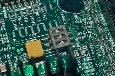 Microcircuit  with jumpers background Foto stock
