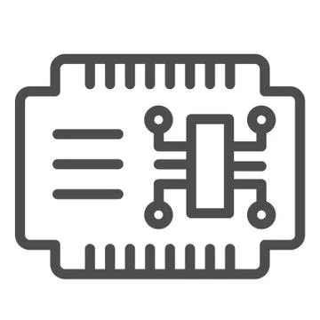 Microcircuit line icon. Car electronics vector illustration isolated on white Stockillustratie