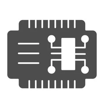 Microcircuit solid icon. Car electronics vector illustration isolated on white Illustrazione stock