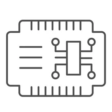 Microcircuit thin line icon. Car electronics vector illustration isolated on Stockillustratie