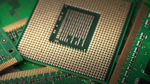 Microcircuits computer processor Stock Footage 148611083