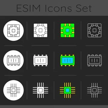 Microcircuits dark theme icons set Stockillustratie
