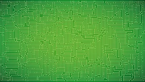 Microcircuits on a green background Stock Illustration