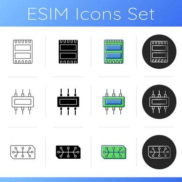 Microcircuits icons set Stockillustratie