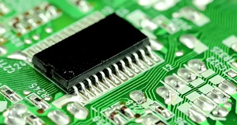 Microcircuits macro computer technology micro pc board footage Video stock 336585373