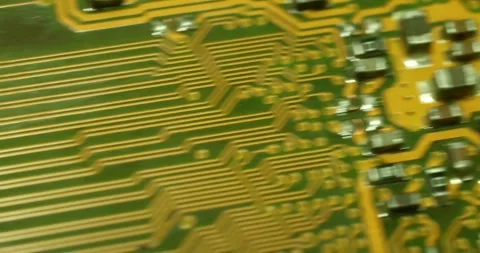 Microcircuits macro computer technology micro pc board footage Stock Footage 336585402