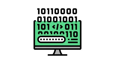 Microcode development color icon animation Video stock 224024476