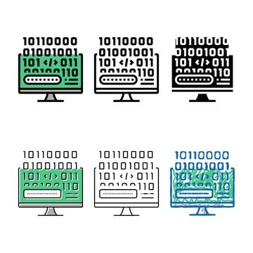 Microcode development color icon set vector 库存插图