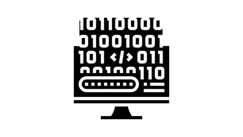 Microcode development glyph icon animation Video stock 222829015