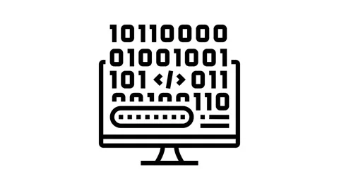 Microcode development line icon animation Video stock 224296801