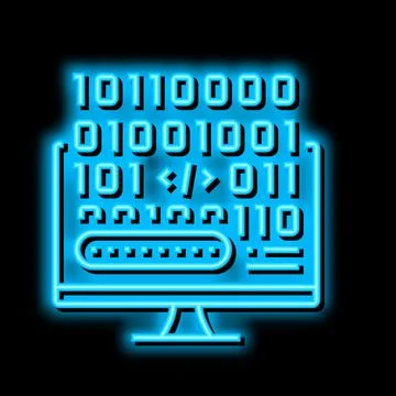 Microcode development neon glow icon illustration Illustrazione stock