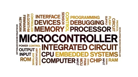 Microcontroller animated word cloud,animation kinetic typography seamless loop. Stock Footage 325637076