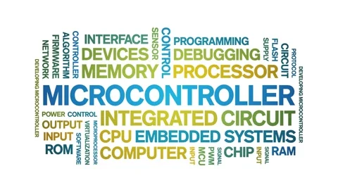 Microcontroller animated word cloud,animation kinetic typography seamless loop. Video stock 325637079