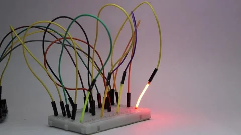 Microcontroller based electronics project with LED filament tubes Stock Footage 336626579
