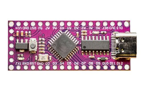 Microcontroller board on a white background Foto stock