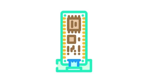 Microcontroller connected board color icon animation Stock Footage 327256421