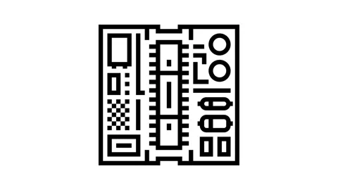 Microcontroller connected board line icon animation Stock Footage 326120927