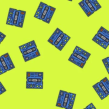 Microcontroller connected board vector seamless pattern Illustrazione stock