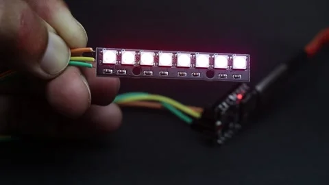 Microcontroller controlled addressable RGB LED strip Stock Footage 336626552