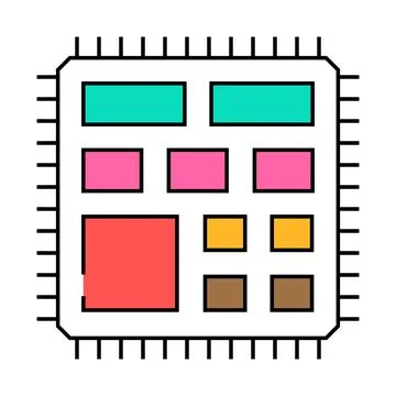 Microcontroller electrical engineer icon color illustration Stock Illustration