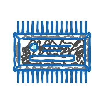 Microcontroller electrical engineer icon doodle illustration Stock Illustration