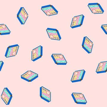 Microcontroller electrical engineer isometric icon seamless pattern Stock Illustration