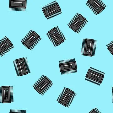 Microcontroller electrical engineer vector seamless pattern Stock Illustration