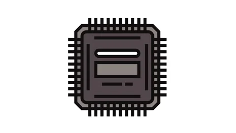 Microcontroller electronic component color icon animation Stock Footage 326097696