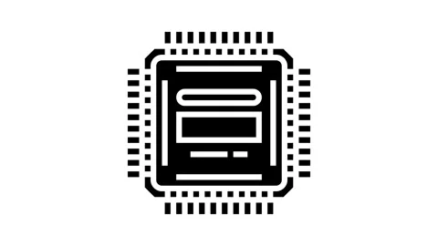 Microcontroller electronic component glyph icon animation Stock Footage 326155868