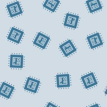 Microcontroller electronic component glyph vector seamless pattern 스톡 일러스트