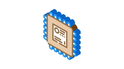 Microcontroller electronic component isometric icon animation Stock Footage 327292974
