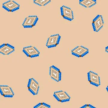 Microcontroller electronic component isometric icon seamless pattern Stock Illustration