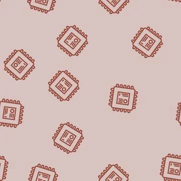 Microcontroller electronic component line vector seamless pattern 库存插图