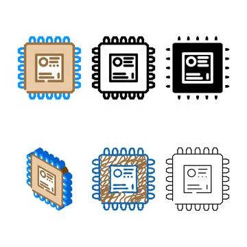 Microcontroller electronic component range color icon vector Stock Illustration