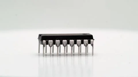 Microcontroller electronic component. Small single board computer device. Stock Photos