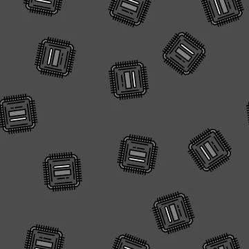 Microcontroller electronic component vector seamless pattern Illustrazione stock