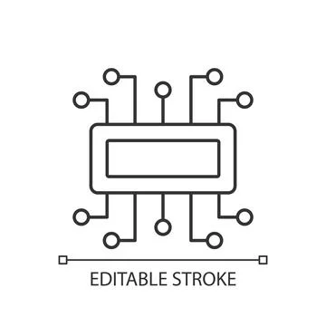 Microcontroller linear icon Stockillustratie