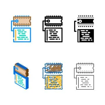 Microcontroller programming clean electronics color icon vector Ilustração Stock