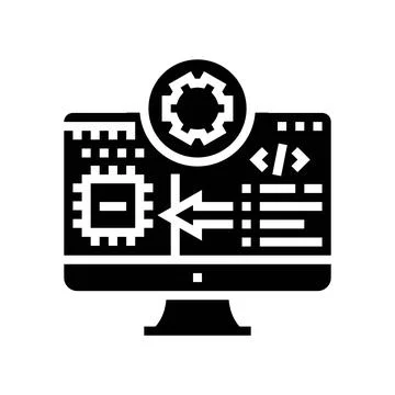 Microcontroller programming electronics glyph icon vector illustration Stock Illustration
