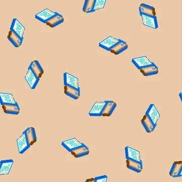 Microcontroller programming electronics isometric icon seamless pattern Stock Illustration