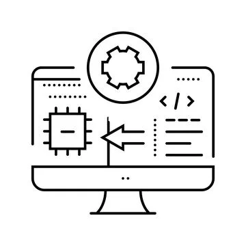 Microcontroller programming electronics line icon vector illustration Stockillustratie