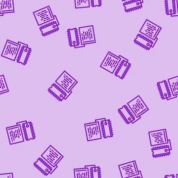 Microcontroller programming electronics line vector seamless pattern Stock Illustration